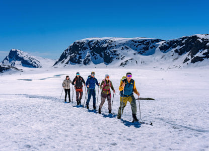 Easy mountain skiing near the Valdresflye road.