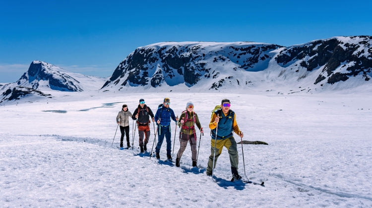 Easy mountain skiing near the Valdresflye road.