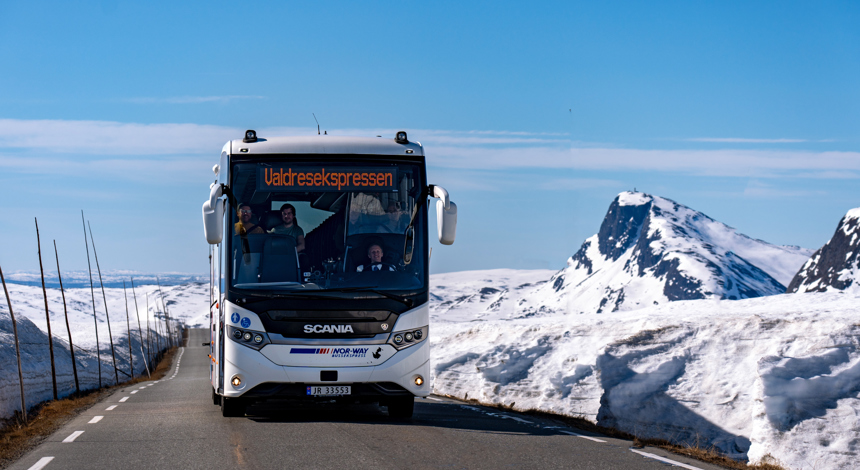 Bus riding across Valdresflya.