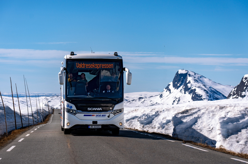 Bus riding across Valdresflya.